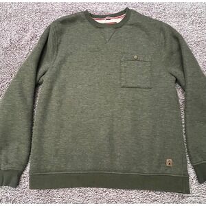 Coleman Mens Sherpa Lined Waffle Knit Sweatshirt Green Pocket Crewneck Large